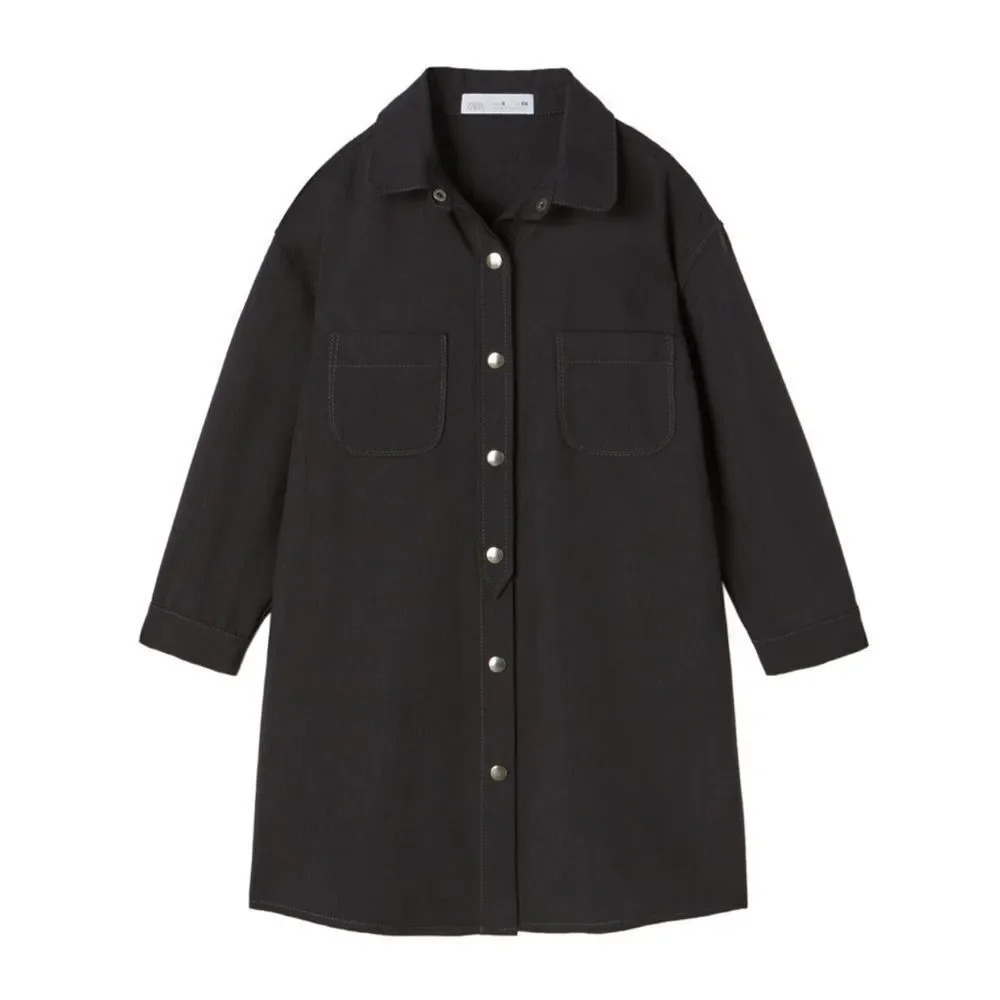 Zara || Kids Girls Snap Shirtdress Top size 11-12  152 cm in gray